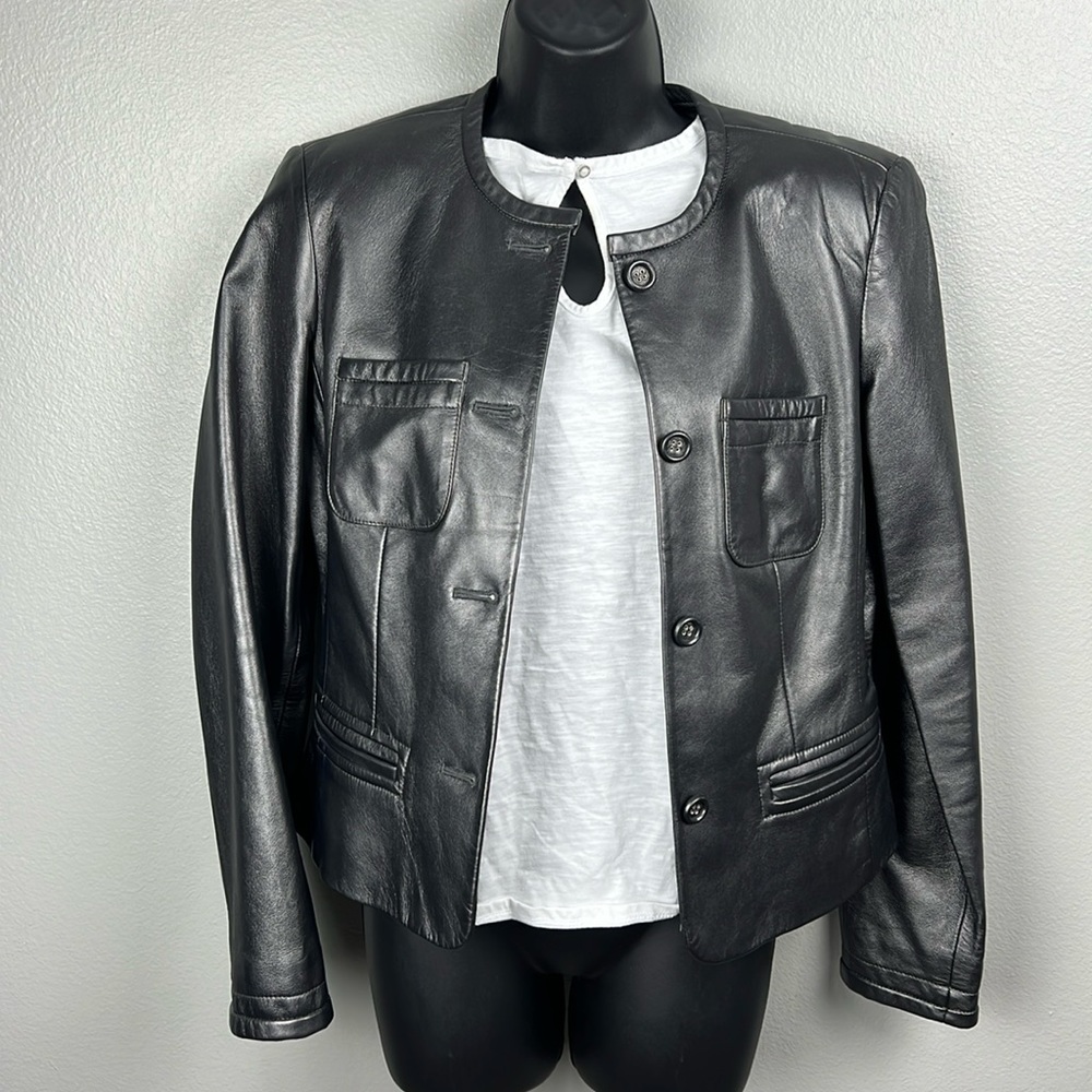 Calvin Klein Leather Metallica Jacket - size s
